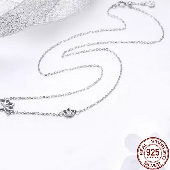 Solid 925 Lotus Beautiful Necklace - Picture 7 of 10